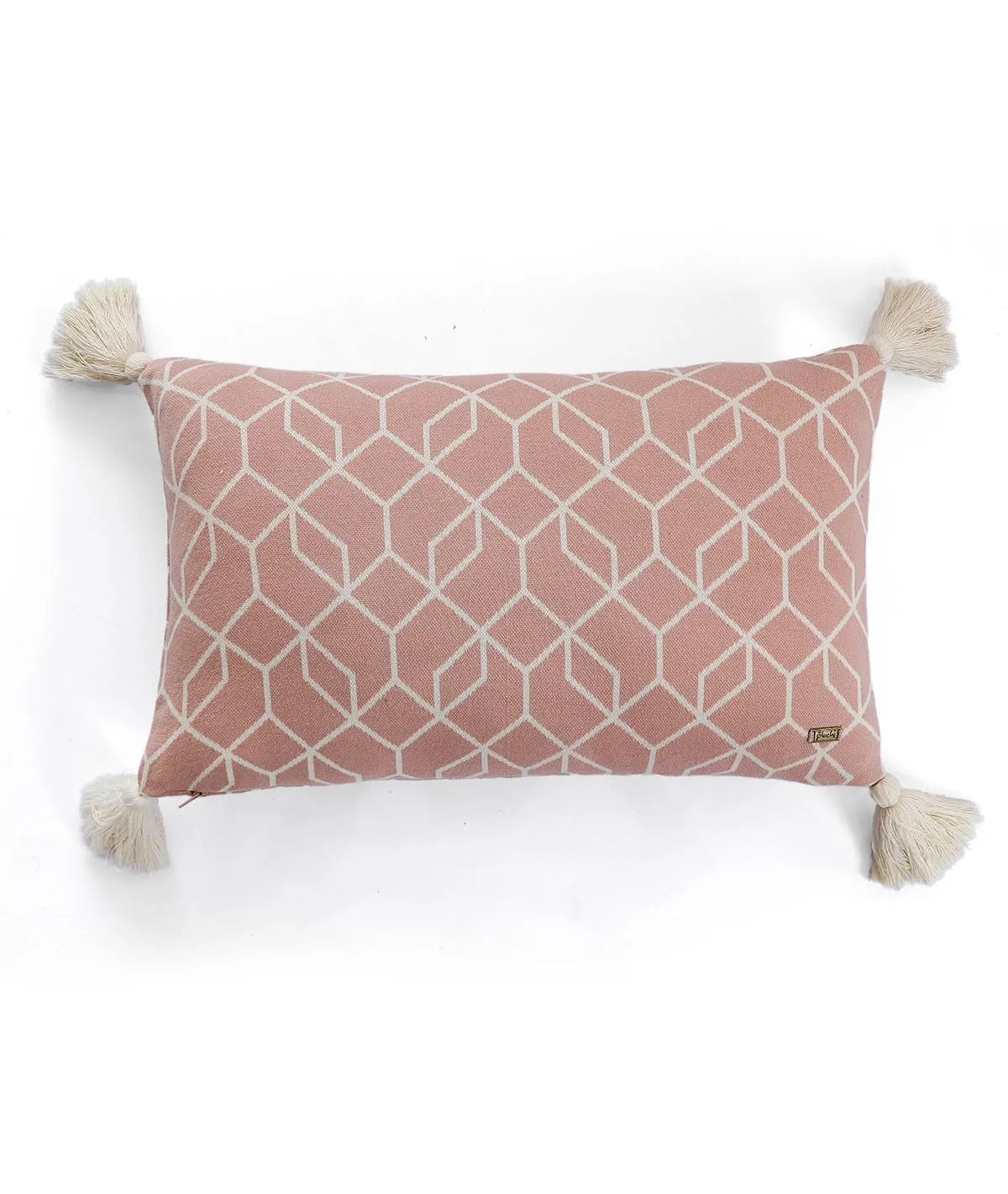 Trellis Cotton Knitted Decorative Blush Pink & Natural Color 12 x 20 Inches Pillow Covers