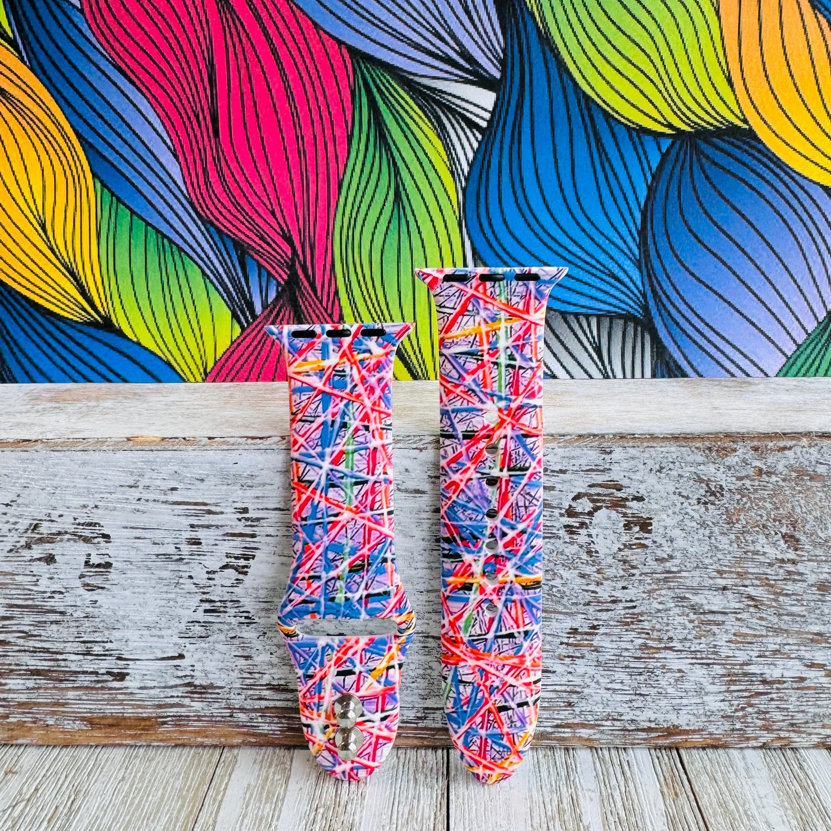 Whimsical Weave Print Silicone Band For Apple Watch