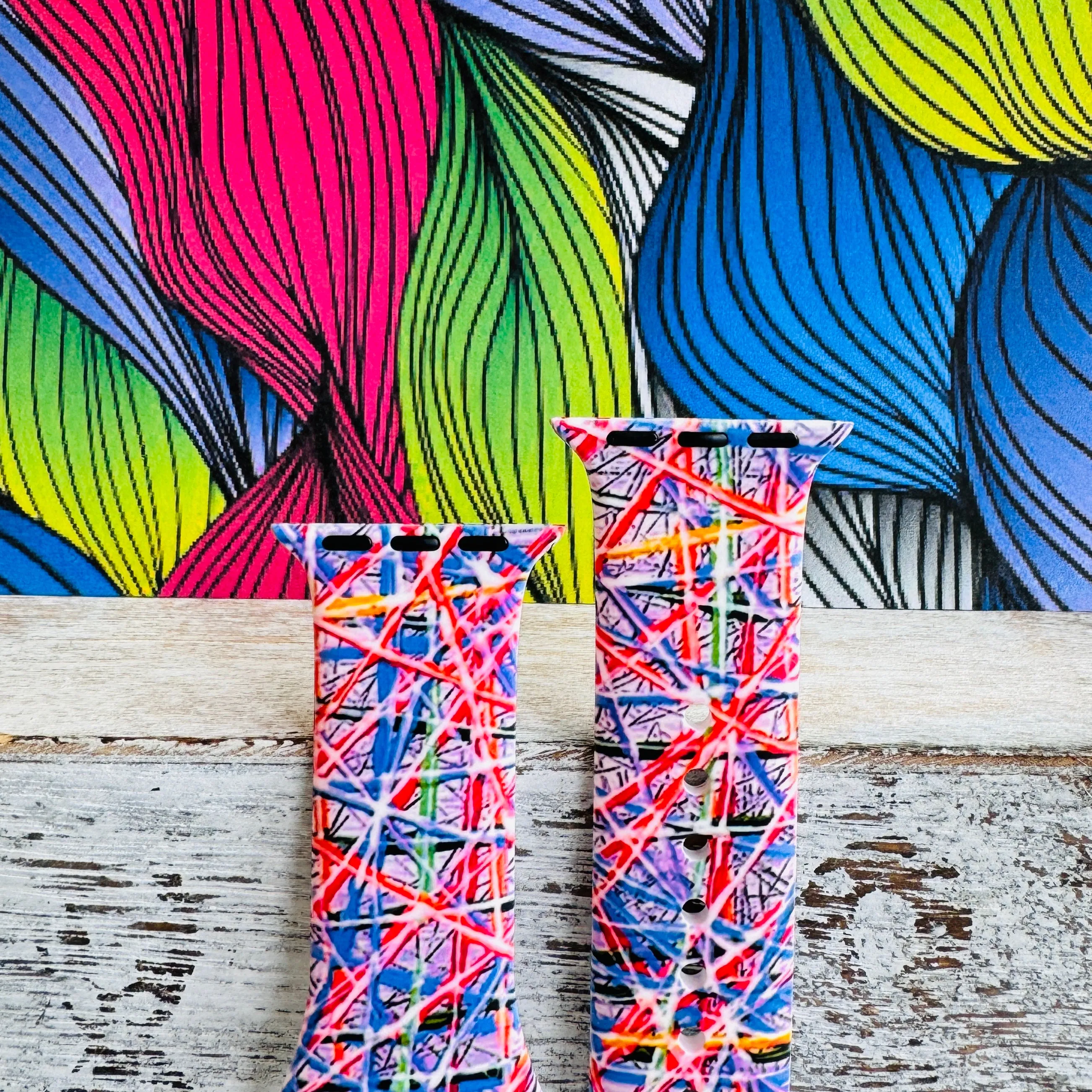 Whimsical Weave Print Silicone Band For Apple Watch