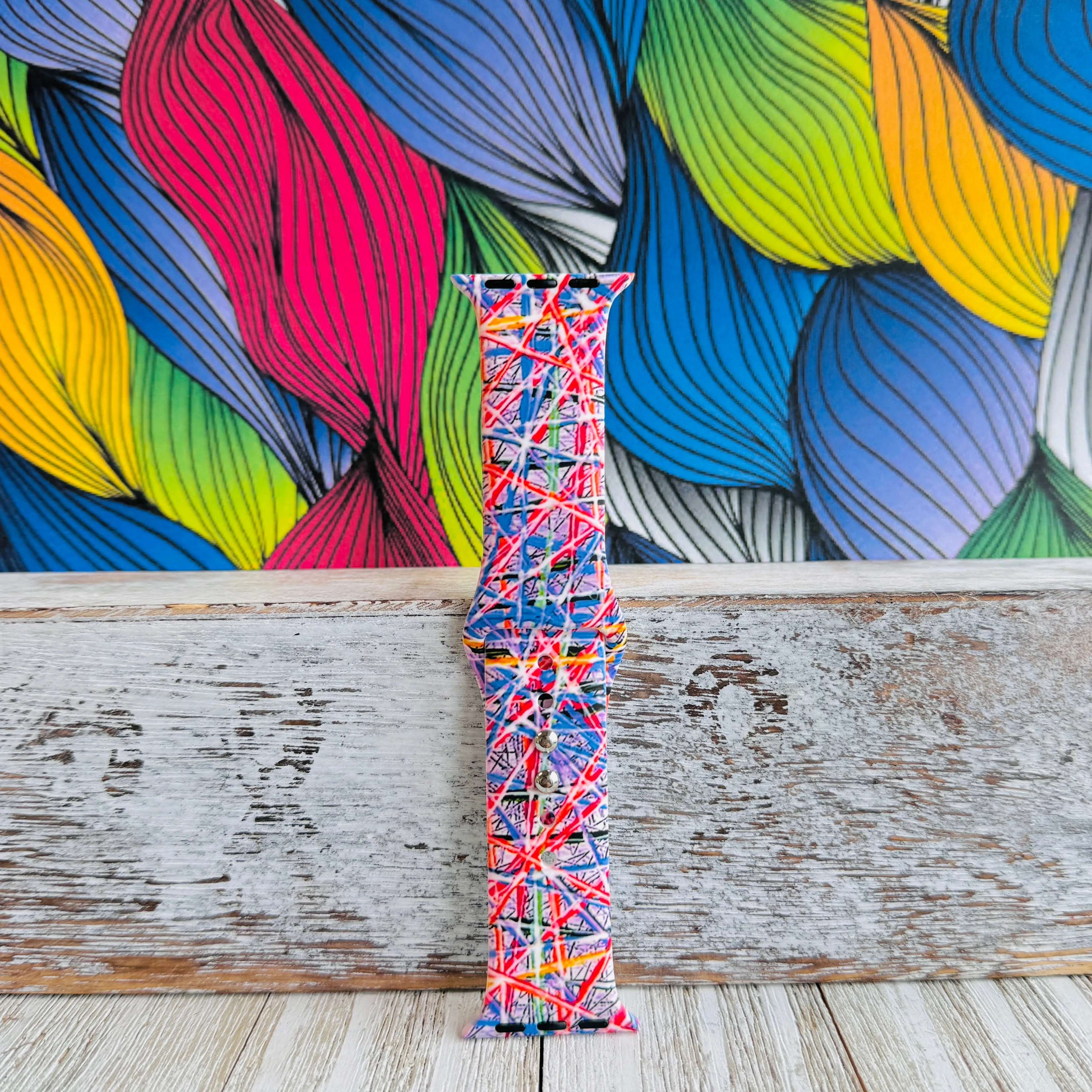 Whimsical Weave Print Silicone Band For Apple Watch