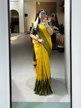 Yellow Color Kanjivaram Silk Saree with Exquisite Zari Weaving