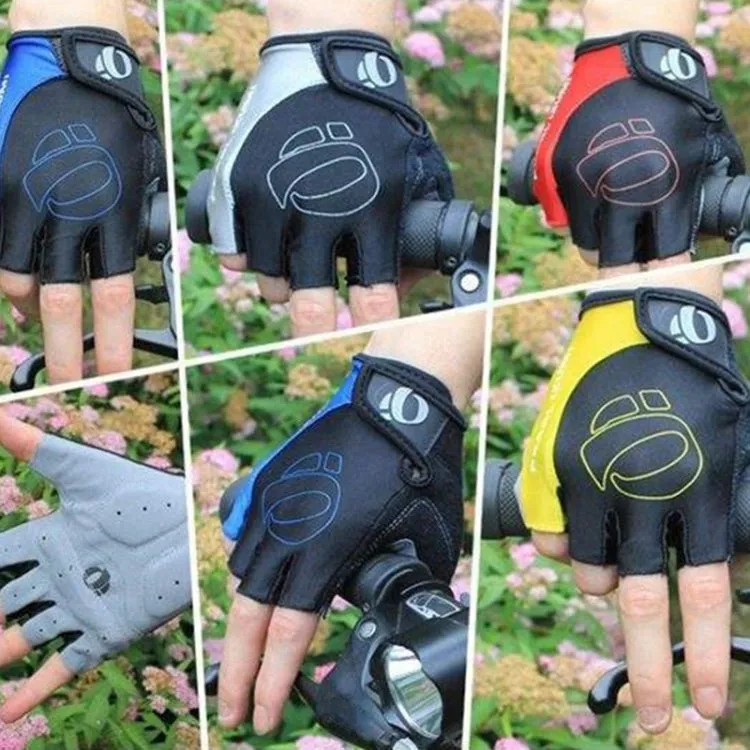 YIZIMI Anti-shock Half-finger Gloves Cycling Silicone Short Finger Gloves, Size: S(Black Gray)